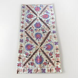 Handmade Embroidered‎ Pillow Cover 3D Bright Floral Vine 17 X 34.5” Boho Cottage